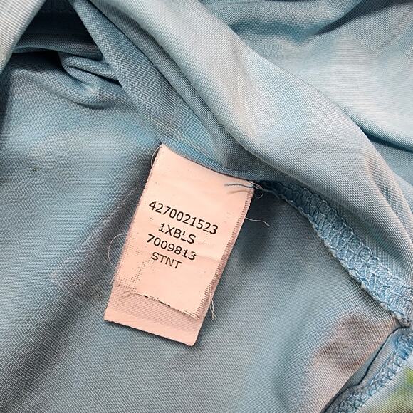 Vintage Style&Co Top Womens 3X Blue Black Peacock Print Pullover Ruched Front - Picture 6 of 9